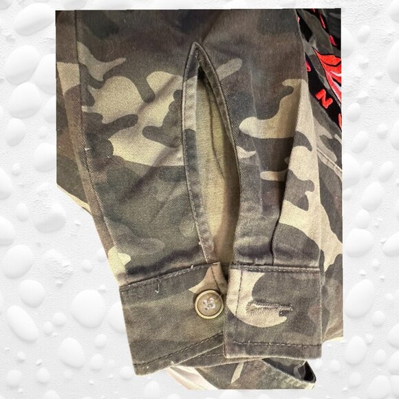 🧥 **Rolling Stones 1978 Tour Army Camo Embroidered Rock Concert Jacket** 🧥 - Picture 8 of 11